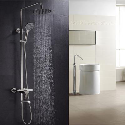 China Sliding Bar Free Kaiping 2021 Shower Set 304 Stainless Steel Exposed Hot And Cold Water Heater Bathroom Sets 3 Way Shower Set for sale