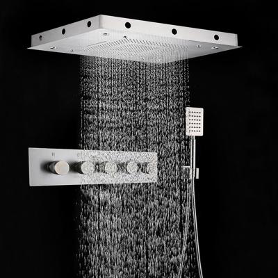 China Without Slide Bar 304 Stainless Steel Function LED Shower Set Luxury Rainfall Waterfall Shower Set Multi Thermostatic Rainfall Large Shower Heads for sale