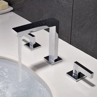 China New Designer Faucet Faucet High Quality Metered Chrome Three Hole Vanity Sink Faucet Faucet for sale