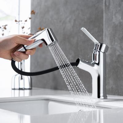 China Metered Faucets Wholesale Supplier Cold-Hot Single Lever Faucet To Pull Out Faucets For Wash Basin for sale