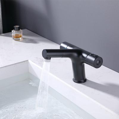 China Metered Faucets New Pattern Water Edge Black Top Wall Hanging Pull Out Basin Faucet for sale