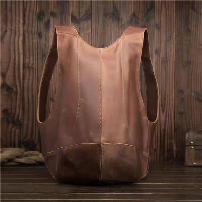 China Wholesale Portable Vintage Man Travel Rucksack Office Bag College Backpack Black Leather Backpack For Men for sale