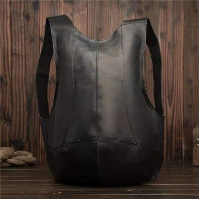 China OEM ODM Vintage Men's Travel Portable Oil Wax Rucksack Black Leather Casual Backpack For Men for sale