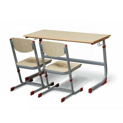 China High Quality Cheap Environmental Friendly Factory School Furniture Double Adjustable Student Desk And Chair Set for sale