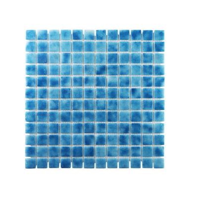 China New Modern Blue Glass Pool Slab Parquet Mosaic Blue Wall Slab for sale