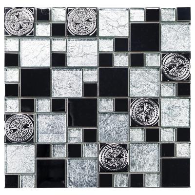 China Hot Sale Popular High End Decorative Steel Flooring Metal And Glass Mosaic for sale