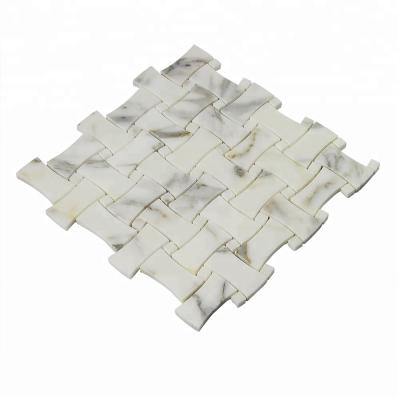 China Calacatta Dogbone Modern Gold Polished Design Marble Mosaic for sale