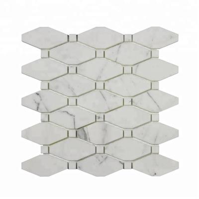 China CLASSIC Modern Style Calacatta White Polished Marble Hexagon Long Form Marble Mosaic Tiles for sale