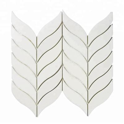 China Thassos Leaf Shape White Marble Mosaic Slab Price China Manufacturer Parquet Mosaic Slabs for sale