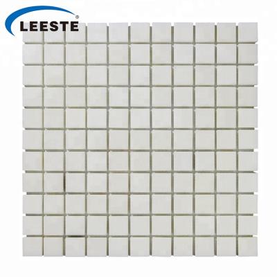 China Flooring For Kitchen Bathroom Natural Stone 1 Inch Square Pure White Thassos Marble Mosaic Slabs for sale