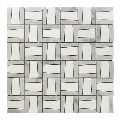 China New Parquet Chinese Style A Swastika Pattern Dolomiti White Marble Mosaic Slab for sale