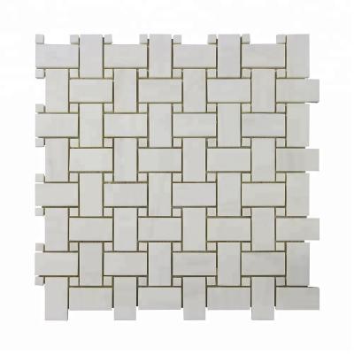 China Parquet factory price 1X2 basketweave mosaic direct Dolomiti Vietnam crystal white marble slab for sale