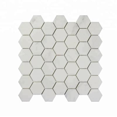 China Parquet China Wall Slab Living Room Wall Hexagon Danby White Marble Mosaic Slabs for sale