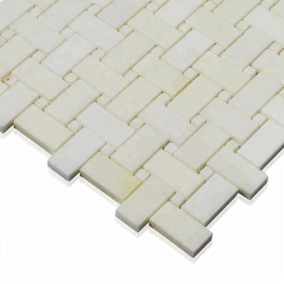 China Pure White Polished Danby Brick 1X2 Natural Marble Flooring Mosaic White Marble Mosaic For Wall for sale