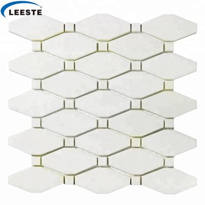 China Parquet Bedroom Wall OCTAVE Material Royal White Mosaic White Marble Mosaic Tile for sale