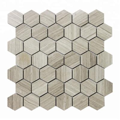 China Hot Sale White Marble Hexagon Oak Backsplash Flooring For Kitchen Bathroom Slab Mosaic for sale