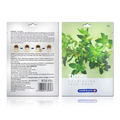 China Natural Anti Wrinkle OEM Thyme Extract Face Sheet Mask Anti Wrinkle Whitening Face Mask Nourishing Skin Care for sale