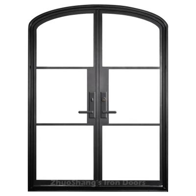 China Anti-theft Interior Doors House Exterior Wrought Iron Double Doors Design French Glass Doors for sale