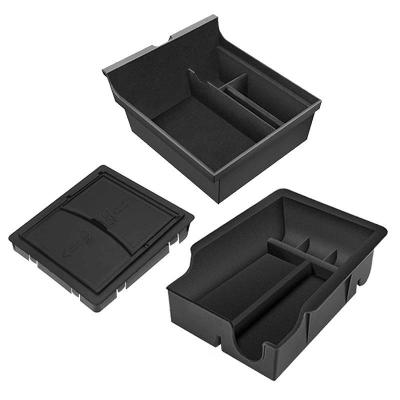 China Business/Luxury 3 PCS Center Console Organizer Storage for Tesla Model Y/3 Armrest Hidden Storage Box, Flocking ABS Central Organizer for sale