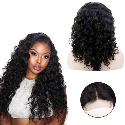 China 150% Density 4*4 HD Wave Frontal Wig Brazilian Natural Loose Deep Wave Sheer Lace Frontal Wig for sale