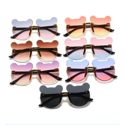 China Wholesale 2022 Fashion Sunglasses B2248 Trendy Bear Shape Rimless Cute Kids Girls Boys Sunglasses for sale