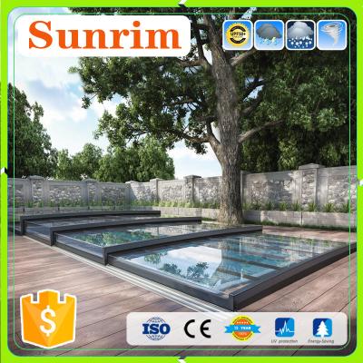 China Clear polycarbonate low line telescopic solar swimming pool cover for sale