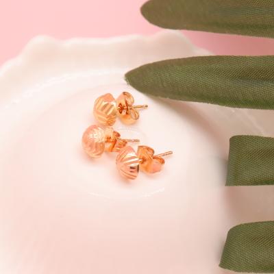 China Fashion 18k High Quality Fashion Simple Design Craved Half Ball Stud Earring For Women for sale