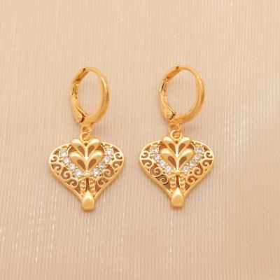 China New Arrival Fashion Small Zircon 18k Gold Zircon Metal Flower Hook Earrings New Arrival Fashion Elegant Crystal Stock Ear Drops For Women for sale