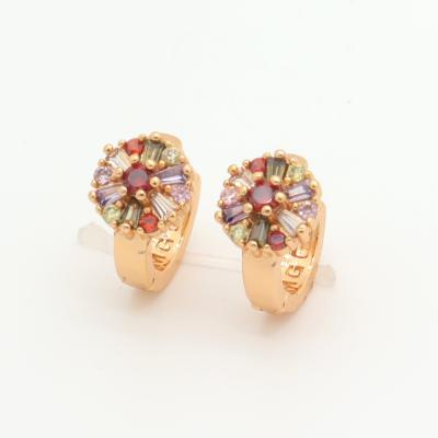 China Hot Selling Fashionable Full Zircon 18k Colorful Gemstone Cute Small Stud Earrings For Women for sale