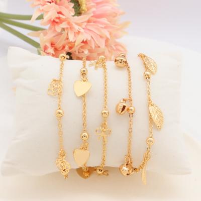 China /Casual 18K Gold Plated Heart Butterfly Bracelet Anklets Women Accessories Luxury Sporty 18K Gold Plated Fashion Style Charm Anklet Chain Foot Jewelry for sale