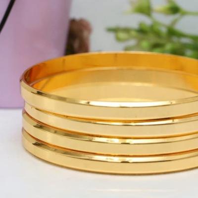 China Casual / Sporty 24k Gold Plated Bracelets Low Polished Simple Shape Design Circle Round Geometric Bracelets for sale