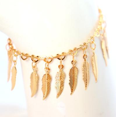 China Fashion fancy chain charm anklets bracelets with multi shape borders and tassels for girls 24k gold plated design for sale