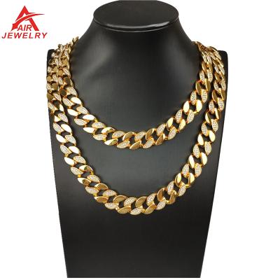 China Hiphop Iced Out Stainless Steel Curb Cuban Link Punk Chain Necklace For Men Fashion Hip Hop Jewelry for sale