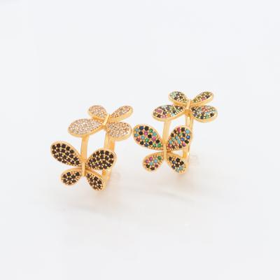 China Hiphop Trendy 24k Gold Plated Butterfly Shaped Rings Group Gemstone Rings Women Trendy Bling Jewelry for sale