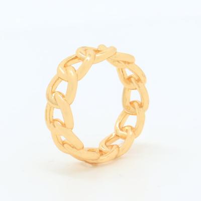 China Simple Hiphop Design Stylish Custom Rings Couple 24k Gold Plated Twisted Rope Connected Rings Hiphop Cuban Chain Rings Woman Party for sale