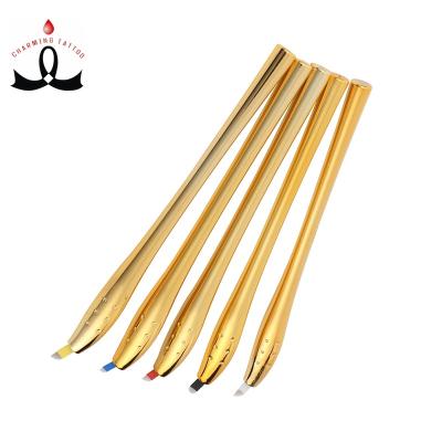 China Eyebrow Most Popular Gold Luxury Disposable Pen Eyebrow Permanent Makeup Microblading Manual Tool Tattoo Manual Pen for sale