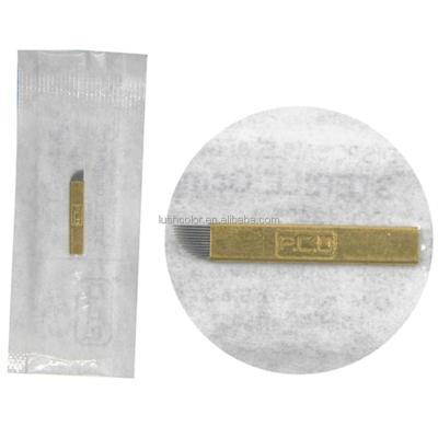 China Permanent Hot Sale PCD 12 Curve Microblade Gold Permanent Tattoo Eyebrow Needle for sale