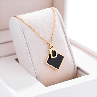 China Wholesale high quality gold plated necklace letter and black square necklace double pendant gold plated jewelry necklaces for sale