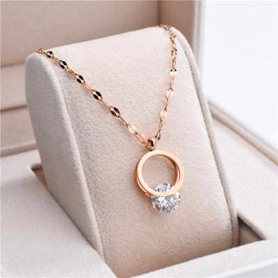 China Wholesale High Quality Gold Necklace Women Big Plated Zircon Diamond Necklace Jewelry Fashion Gold Plated Chain Necklaces for sale