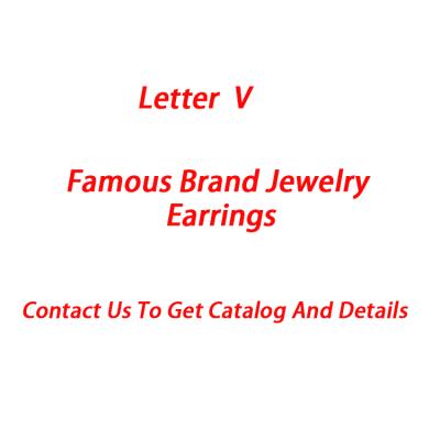 China High quality fashion high quality brand round earring gold V letter circle earrings silver plated women for sale