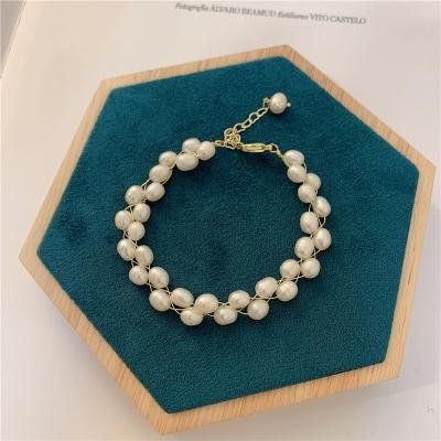 China FASHIONABLE 2021 new product on the shelf double layer thick natural freshwater pearl bracelet can be adjusted by yourself for sale