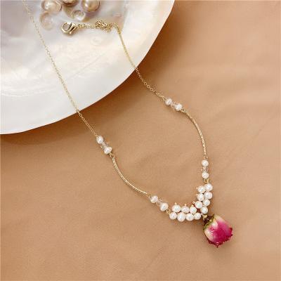 China Promotion TRENDY fashion new product adjustable gold plated two-in-one handmade rose bracelet necklace for sale