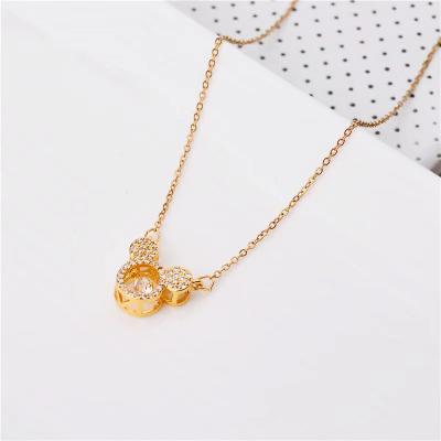 China Wholesale Fashion Rhinestone High Quality Gold Necklace Factory Stock Cartoon Character Gold Plated Necklace Stainless Steel for sale