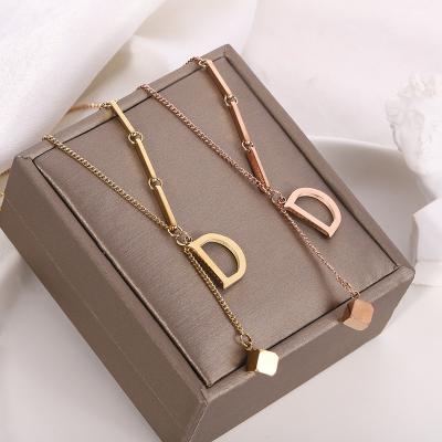 China Custom Wholesale Custom Made Stainless Steel High Quality Double Gold Necklace Stainless Steel Plated Irregular Pendant Necklace for sale