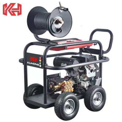 China Kuhong 24HP 2900psi 41lpm Flow Rate 2900psi 41lpm Residue Free Critical Cleaning Gasket Sewer Sewer Jetting Machine High Pressure Hochdruckreiniger With Hose Reel for sale