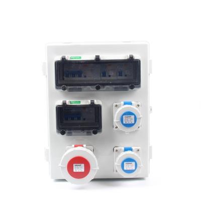 China 3p 32A ip66 ip66 industrial waterproof portable plastic distribution box 3 ways socket combo box with leakage current protect for sale