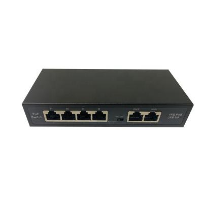 China Fast PoE Ethernet Switch 4 Ports + 2 Uplink Ports Wanglink OEM/ODM Switch 4-Port 10/100M PoE + 2-Port Uplink, Extend to 250Meter, External Power 52V 1.25A (65W) for sale