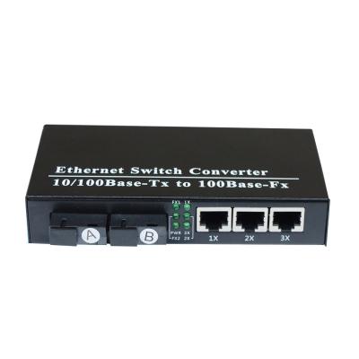 China Telecommunication Wanglink 10/100M 3 SC RJ45 2 Ports Fiber Ethernet Switch 20km Fiber Optic Fiber Converter for sale