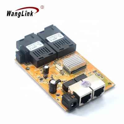 China 10/100M Media Converter 2F2E PCB Wanglink 2*100Base-FX SingleFiber SC+20KM 2*10/100Base-T RJ45 2F2E Fiber Optic Media Converter PCBA for sale