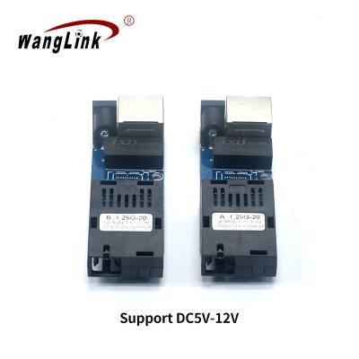 China FTTH Wanglink Mini FTTH 1 Pair Gigabit Fiber Optic Media Converter 10/100/1000Mbps Fiber SC Single Port 20KM Single Port PCB for sale